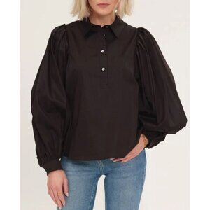 NWT Harshman Lois Popover Cotton Dress Shirt Blouse Size 3X Black $228 [jb]